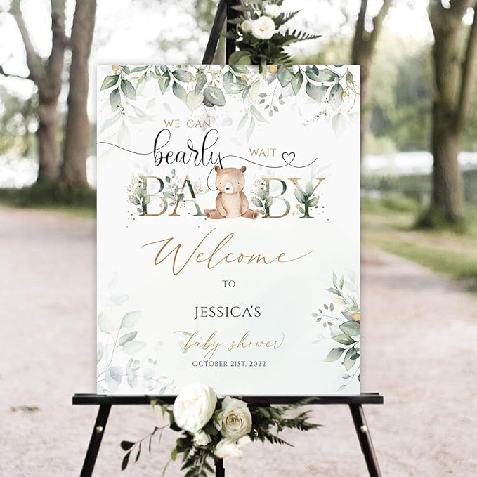 Bear Baby Shower Welcome Sign, Welcome Baby Shower Personalized, Baby Shower Signs, Custom Baby Shower Sign, Welcome to Baby Shower Sign with Stand, Welcome Sign for Baby Shower, Baby Shower Décor