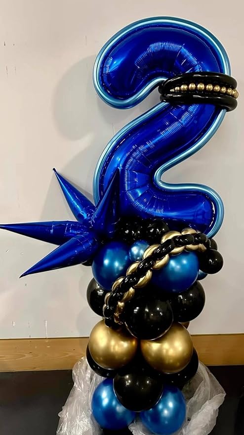 0 Balloon - Night Blue Birthday Number Balloons, 40 Inch Large Foil Balloons for Men Women Boys Girls Night Blue Themed Birthday Decorations