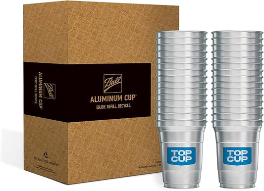 Top Cup by Ball – 16 Ounce, 30 Count, Reusable Aluminum Party Cups | Cold-Holding, Recyclable, Made in USA