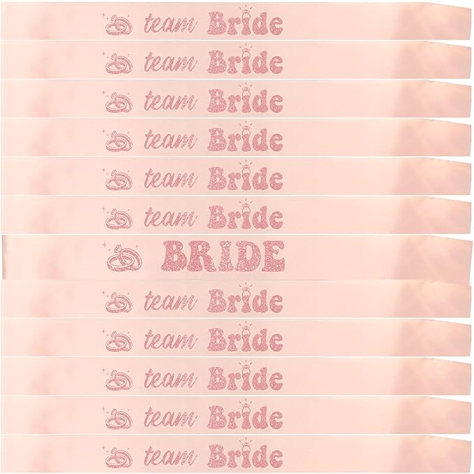 12 PCS Bride Sash Bachelorette Party Bride to Be Team Bride Sashes Maid of Honor Bridesmaid Sash for Bridal Shower and Hen Party Decorations Favors,Rose Gold