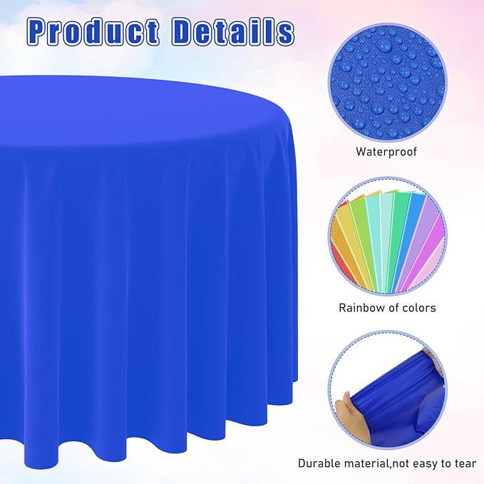 12 Pack Assorted Color Round Plastic Tablecloths Disposable Rainbow Tablecloth Colorful Round Table Covers for Rainbow Party Birthday Wedding Picnic Fiesta Home Party Decorations,12 Color,84Inch