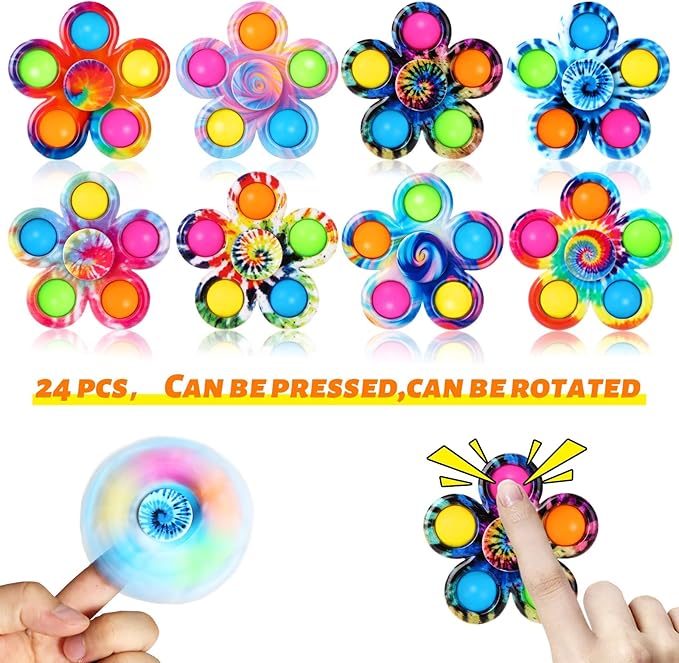 SCIONE 24 Pack Party Favors Fidget Spinners for Kids 4-8 8-12,Goodie Bags Stuffers for Kids 3-5, Pop Fidget Toys Bulk Classroom Prizes for Girls Boys, Toddler Birthday Party Return Gifts