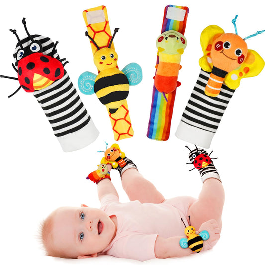 Infinno Baby Wrist Rattle & Foot Finder Set – Garden Bug Sensory Toy (0–12 Months)