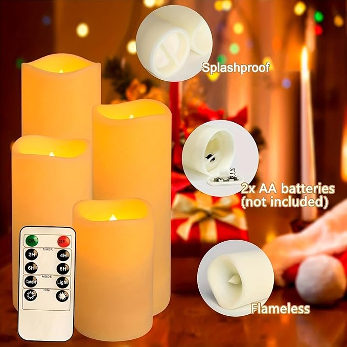72Pack Flameless Candles with Remote,LED Cancle 3 sizes (H4" 5 ", 6 "x D 2.2") with 24Hours timer, -Waterproof Battery Operated- LED Candle for home decor, wedding party Christmas decoration candles