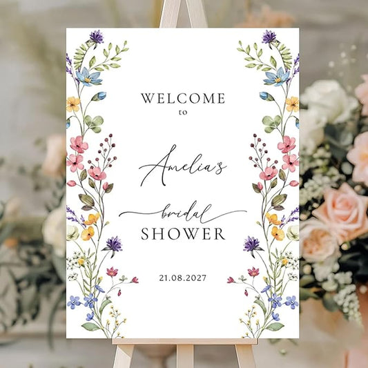 Personalized Bridal Shower Welcome Sign, Minimalist Wildflower Floral Poster, Modern Wedding Shower Welcome Board, Custom Bridal Decorations for Indoor or Outdoor Use - 14
