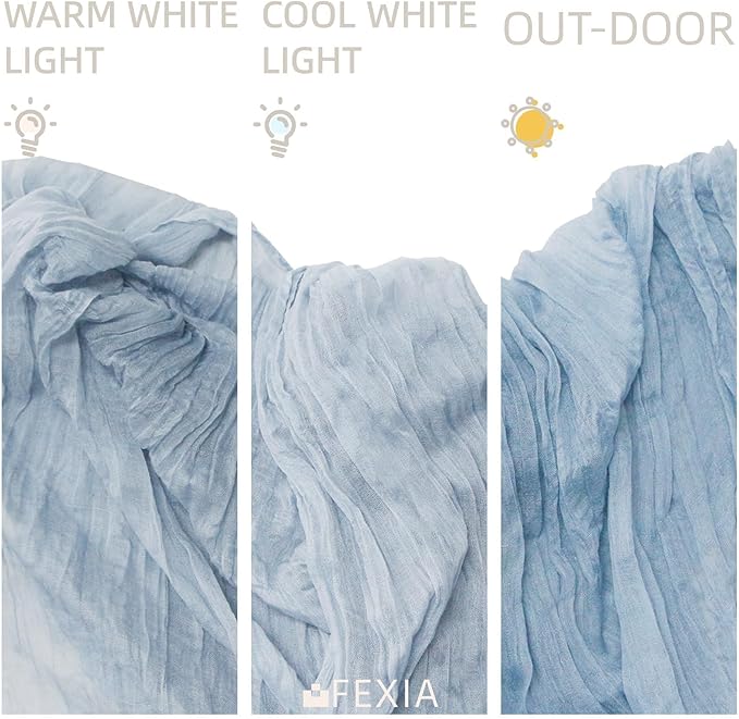 FEXIA 10 Pack Dusty Blue Gauz Table Runner 35x120 Inches Gauze Table Runner for Bridal Shower Wedding Party First Communion Centerpiece Engagement Boho Table Decoration (Dusty Blue)