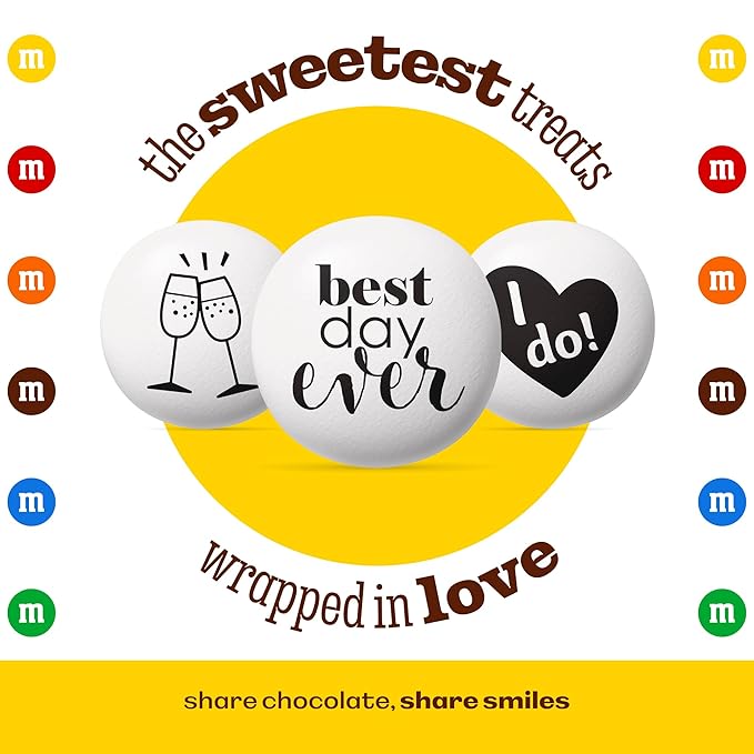 M&M's World Milk Chocolate Wedding Candy Favors, 20 Pack of 0.75oz, Perfect for Wedding Reception, Bridal Favors, Rehearsal Dinner and Table Decor