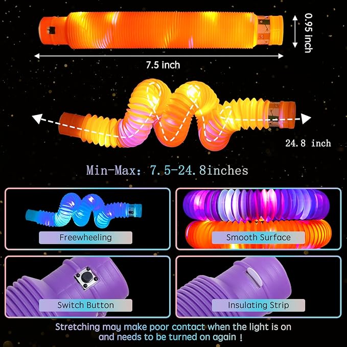 100 Pack Glow Sticks Party Favors Light Up Pop tubes Sensory Toys LED Glow Necklaces Bracelets Birthday Goodie Bag Stuffers Classroom Prizes Gifts for Boys Girls Toddlers Halloween Easter Gift