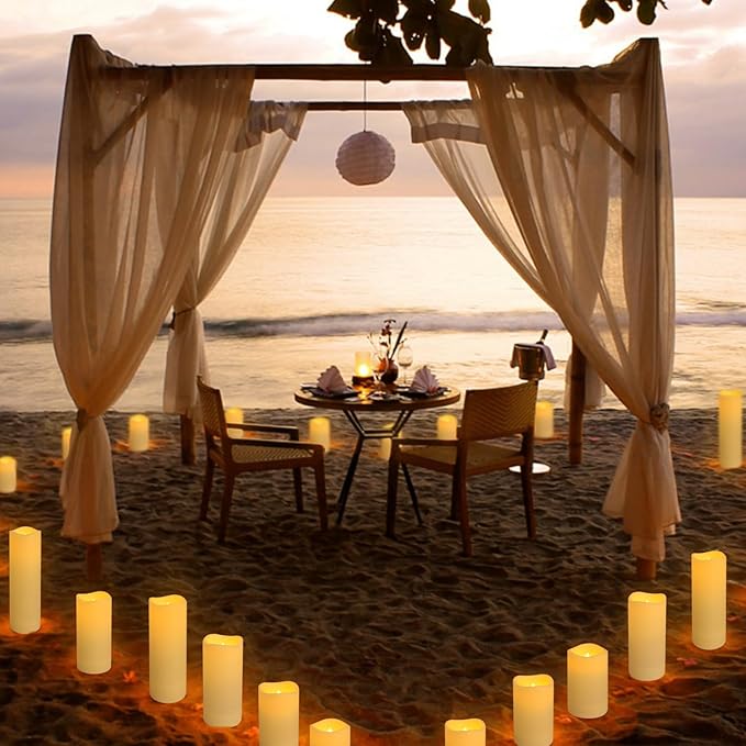 72Pack Flameless Candles with Remote,LED Cancle 3 sizes (H4" 5 ", 6 "x D 2.2") with 24Hours timer, -Waterproof Battery Operated- LED Candle for home decor, wedding party Christmas decoration candles