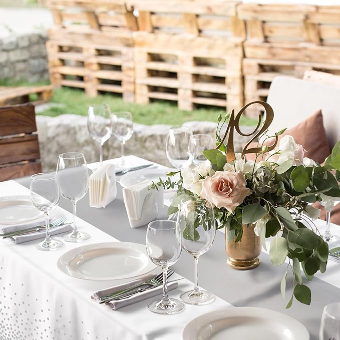 MASHAN 6Pcs White and Silver Polka Dot Plastic Tablecloth, 54x108 Inch, Rectangular, Waterproof, Spill-proof, Stain Resistant, Ideal for Various Themed Parties, 6 Count