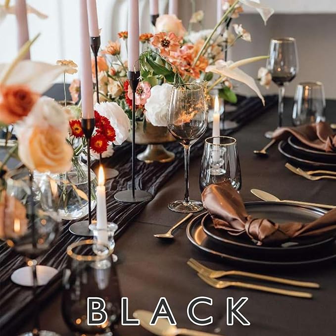 1 Pack Cheesecloth Table Runner Rustic Sheer Boho Gauze 35 x 120 Inch Centerpiece Cheese Cloth for Bridal Baby Shower Summer Spring Decorations Black