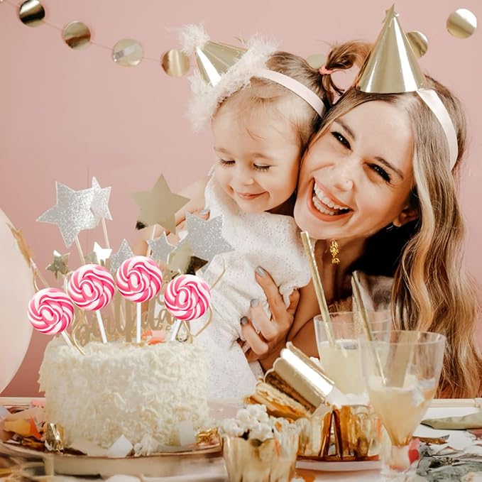 32 Counts Pink Swirl Lollipops, Princess Candy Individually Wrapped Suckers, Strawberry Flavor Suckers for Wedding Favors, Bridal Shower, Baby Girl Birthday Party, Valentines Day Gift, Gender Reveal