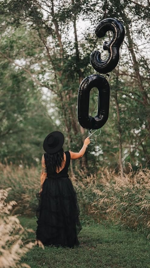1 Number Balloon for First Birthday, 40 Inch Black One 1st Number Balloon Birthday Decorations for Girl Boy Toddler Baby, 10th 21st, Giant Number 1 Balloon
