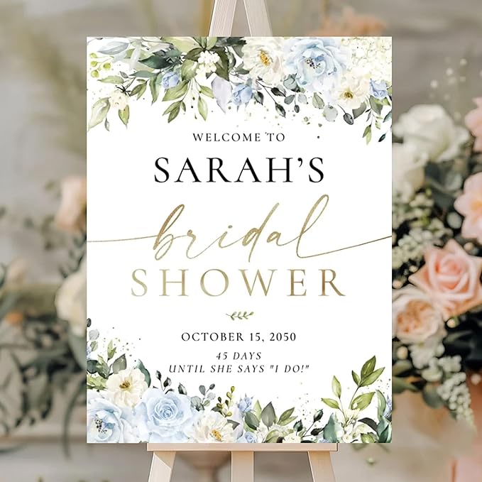 Personalized Bridal Shower Welcome Sign, Minimalist Wildflower Floral Poster, Modern Wedding Shower Welcome Board, Custom Bridal Decorations for Indoor or Outdoor Use - 19