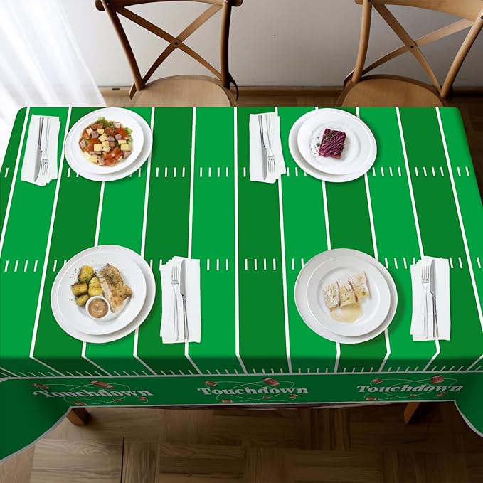 Childom Football Party Decorations,3 Pack Football Tablecloth Disposable Plastic Tablecloth 54" X 108" Plastic Table Cloth for Rectangle Tables,Birthday Party Decor,Parties Supplies for Home,Dinner