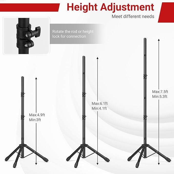 JSungo Backdrop Stand, Adjustable 10x7.5 FT Background Stand Backdrop for Parties, Photo Video Studio, Portable Photography Backdrop Stand with Carrying Bag, 6 Backdrop Clamps, and 2 Stand Bags
