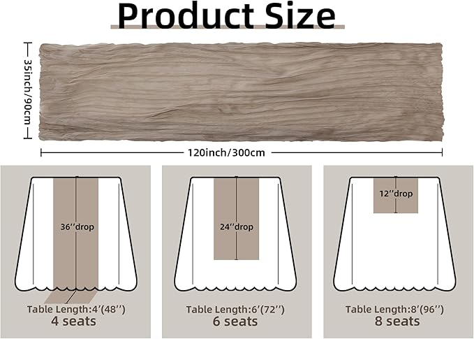 FEXIA Sand Cheesecloth Table Runner 35x120 Inches Spring Easter Nude Gauze Table Runner for Bridal Shower Wedding Party First Communion Centerpiece Engagement Boho Table Decoration