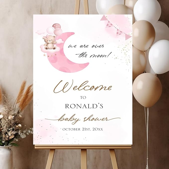 Baby Shower Sign, Custom Baby Shower Sign, Neon Rectangular Yard Sign, 12x18 inches, Plastic, Full Size