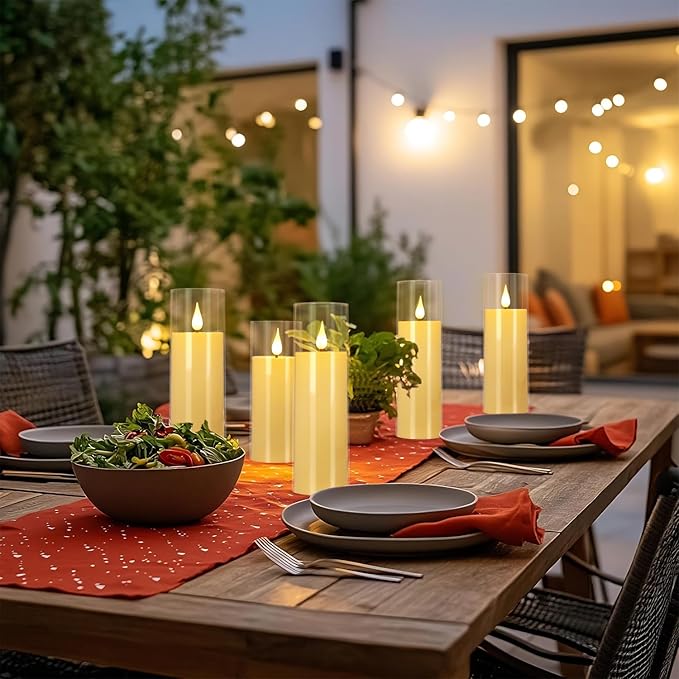 24 Packs of Acrylic LED Candles, Flickering Flameless Candles Battery Operated with Remote Dimmed and Timed, 3D Wick Candles for Home Decor,Wedding,Gift，Parties and Festivals. (3 Size)