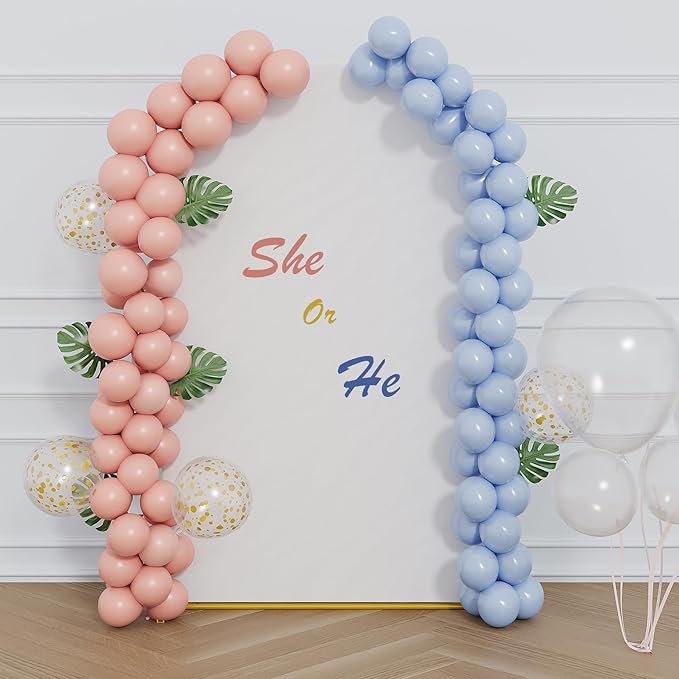 UDEAR 7.2FT Metal Arch Stand with White Cover, Arc Design with Fitted Cover, for Weddings, Parties, Baby Showers, Climbing Plants, Photo Backdrops