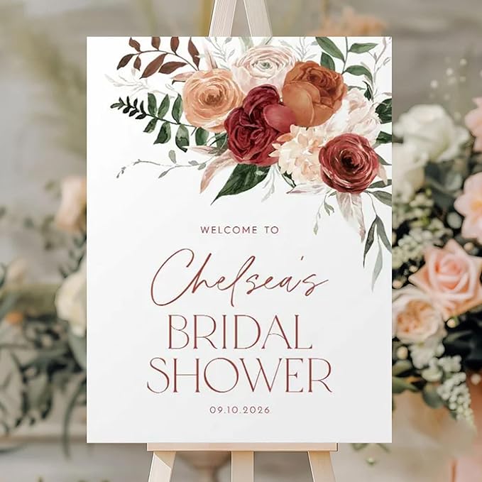Personalized Bridal Shower Welcome Sign, Minimalist Wildflower Floral Poster, Modern Wedding Shower Welcome Board, Custom Bridal Decorations for Indoor or Outdoor Use - 16