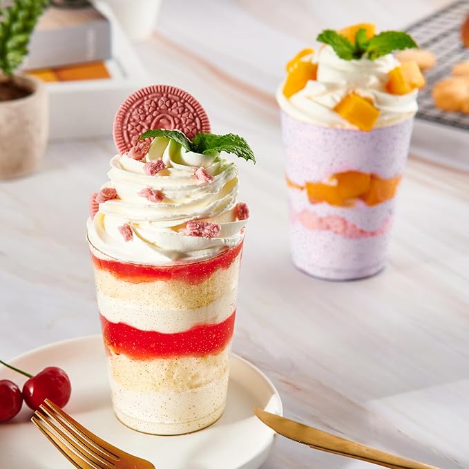 JOLLY CHEF 100 Pack 10 oz Plastic Cups, Disposable Party Cups in Assorted Colors, Plastic Glasses with 4 Colors Suitable for Wedding, Thanksgiving Day, Christmas Party