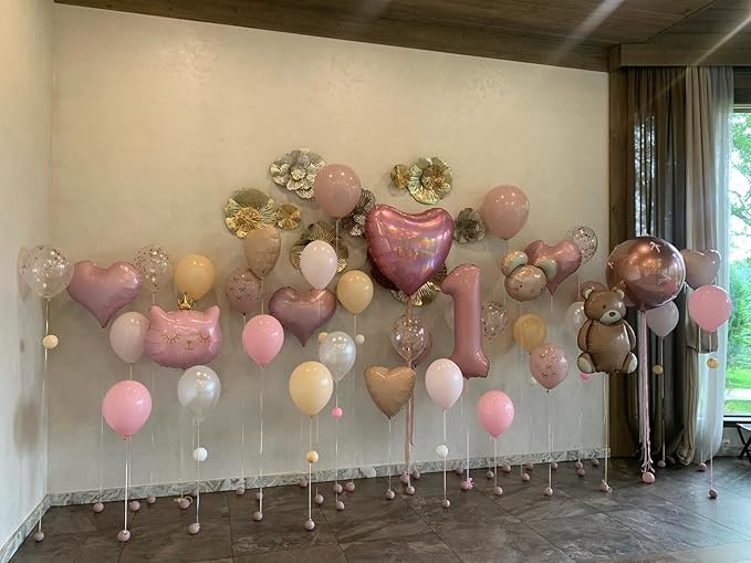 0 Balloon - Pearlescent Pink Birthday Number Balloons, 40 Inch Large Foil Balloons for Men Women Boys Girls Pearlescent Pink Themed Birthday Decorations