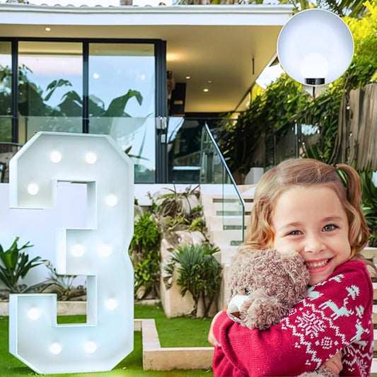 4FT Marquee Light Up Number, Giant Large Number PRE-CUT Foam Board Sign DIY Party Decor for Wedding, Birthday, Anniversary, Graduation, Holiday&Home Supplies (Number 3)