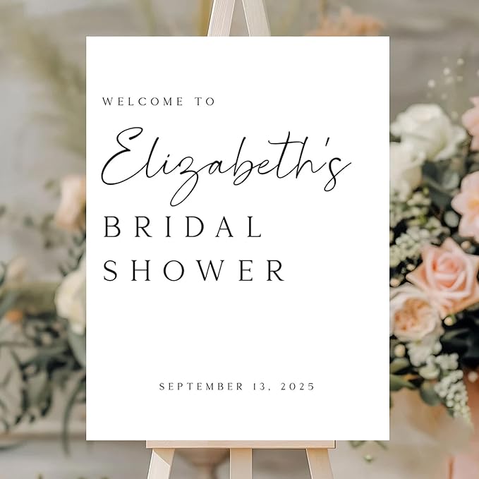 Personalized Bridal Shower Welcome Sign, Minimalist Wildflower Floral Poster, Modern Wedding Shower Welcome Board, Custom Bridal Decorations for Indoor or Outdoor Use - 07