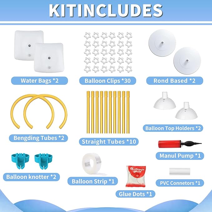 Balloon Arch Kit - Bendable 8.2FT & 6FT Balloon Arch Stand with Base and Manual Pump,Reusable Versatile Half Arch Balloon Stand for Birthday, Wedding, Baby Shower,Holiday, Graduation Party Decorations