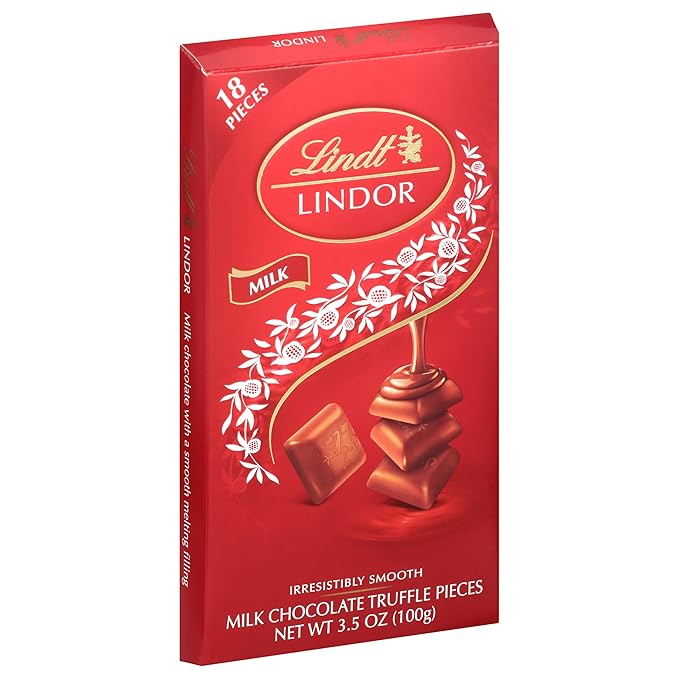 Lindt LINDOR Milk Chocolate Truffle Bar, Milk Chocolate Candy with Smooth, Melting Truffle Center, 3.5 oz. Bar (12 Pack)