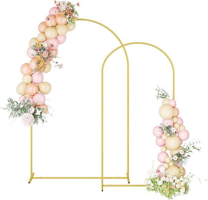 UDEAR Metal Arch Backdrop Stand Set of 2(7.2FT,6.6FT),Arch Kit for Weddings,Parties,Events,Climbing Plants,Baby Shower Photo Backdrops,Gold