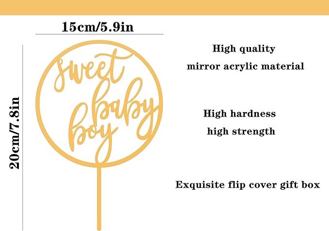 Sweet Baby Girl Cake Topper - Glitter Gold Acrylic Girl Baby Shower Cake Decorations, Gender Reveal Cake Pick (Baby Girl Gold)