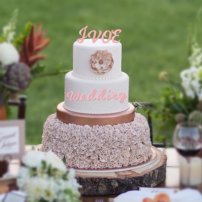 126 PCS Custom Name Cake Topper Acrylic Letters DIY Personalized A-Z & 0-9 Number Alphabet Cake Decoration For Wedding Anniversary Baby Shower Party Birthday Supplies (Rose Gold)