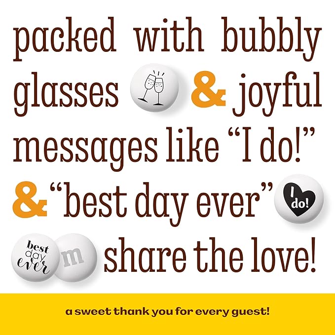 M&M's World Milk Chocolate Wedding Candy Favors, 20 Pack of 0.75oz, Perfect for Wedding Reception, Bridal Favors, Rehearsal Dinner and Table Decor