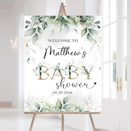 Personalized Baby Shower Welcome Sign, Rectangular, Green, Plastic, Full Size, Classic, Free Standing, Baby Shower Yard Signs
