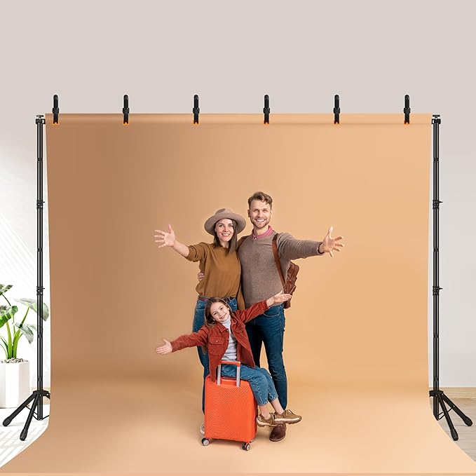 JSungo 10x8.5 FT Backdrop Stand for Parties, Adjustable Photo Backdrop Stand Kit with Carrying Bag, Portable Background Stand Backdrop for Wedding, Photoshoot, and Photo Studio