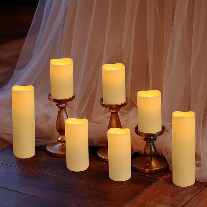 144-Pack LED Flameless Flickering Candles with Remote Control and 2/4/6/8 H Timer Led Pillar Candles of Wedding, Table, Halloween,Christmas Decorations and Special Occasions (Three Sizes)