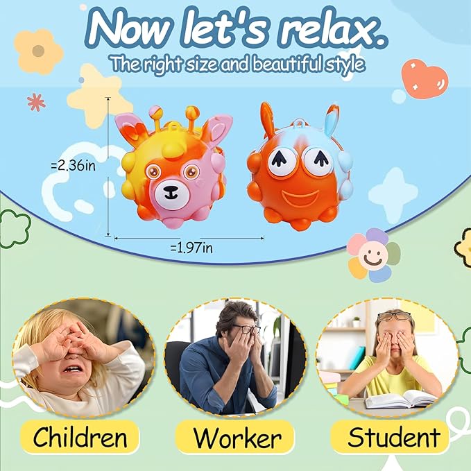 48 Pack Light Up Party Favors for Birthday, Glow in The Dark Party Supplies, Pop Fidget Toys Bulk 3D Stress Ball Toy, Squeeze Toys, Easter Filler, Classroom Prizes Stocking Stuffers for Adults Toddler