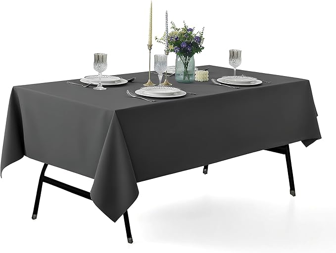 2-Pack 60x60 inch Grey Table Cloths, Solid Stain and Wrinkle Resistant Tablecloth, Premium Plain Weave Polyester Fabric Rectangle Table Linen Covers for Hotel, Banquet