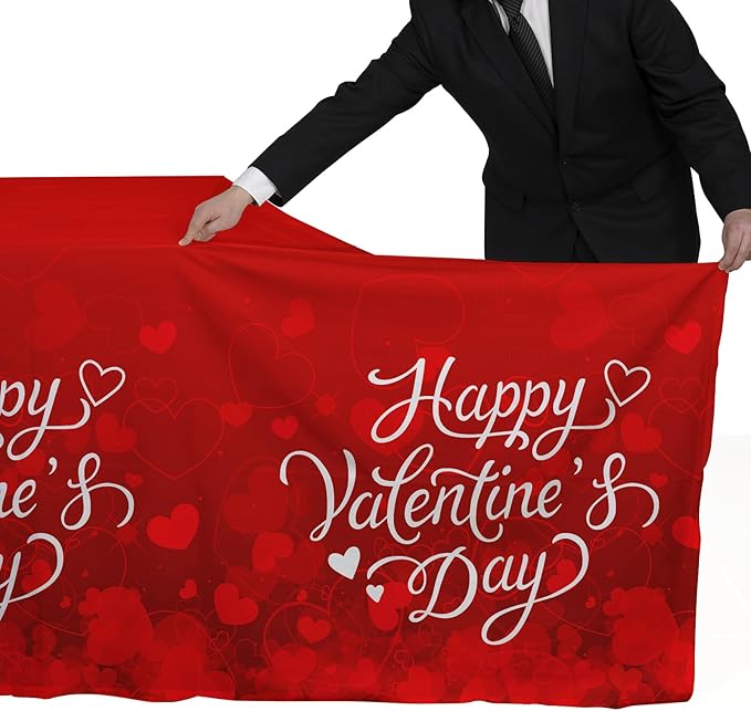 Valentine's Decorations : 2-Pack Waterproof, Disposable Tablecloths, 54x108, with Romantic Heart-Themed Design - Galentine's and Valentine's Party Supplies for Memorable Tables