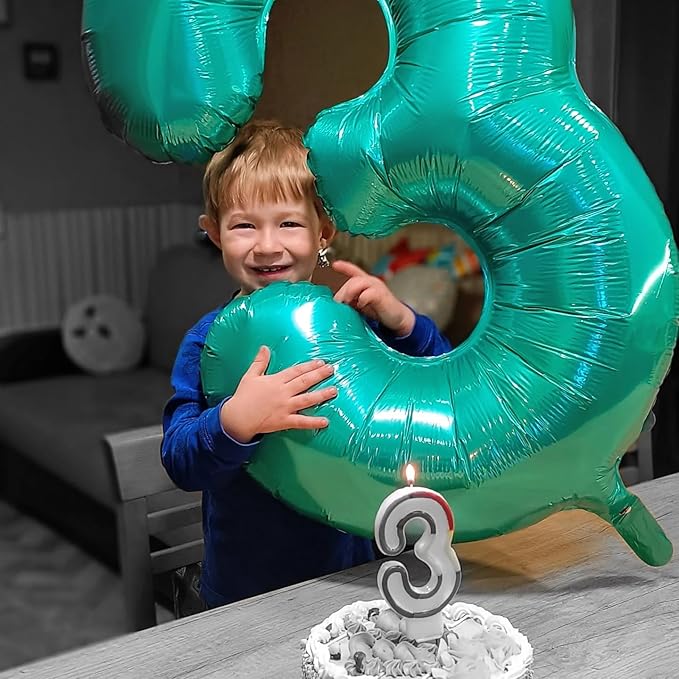 0 Balloon - Teal Birthday Number Balloons, 40 Inch Large Foil Balloons for Men Women Boys Girls Teal Themed Birthday Decorations