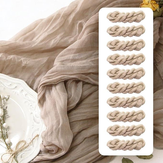 FEXIA 10 Pack Nude Table Runner 35x120 Inches Gauze Table Runner for Bridal Shower Wedding Party First Communion Centerpiece Engagement Boho Table Decoration (Nude)