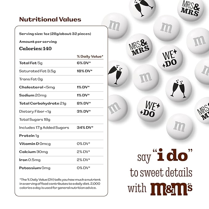 M&M’S WORLD “Mrs. and Mrs.” Milk Chocolate Candy, 5 lbs Bulk Candy for Wedding Decorations, Unique Favors, or Cake Topper