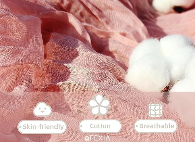 FEXIA 10 Pack Pink Gauz Table Runner 35x120 Inches Peach Table Runner for Mother's Day Bridal Shower Wedding Party First Communion Centerpiece Engagement Boho Table Decoration (Pink)