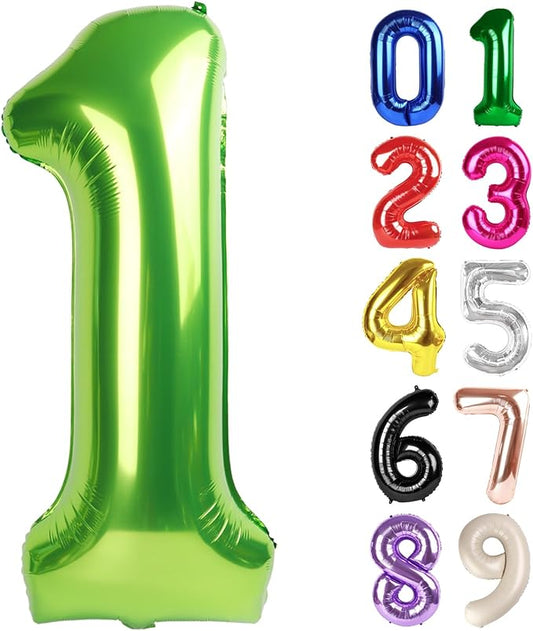 1 Balloon - Light Green Birthday Number Balloons, 40 Inch Large Foil Balloons for Men Women Boys Girls Light Green Themed Birthday Decorations