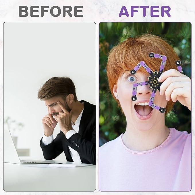 Junkin 100 Pcs Funny Sensory Fidget Toy Bulk Transformable Chain Robot Finger Toys Fidget Spinners Stress Relief Fingertip Gyro Deformable Mechanical Spiral Spinner for Adult Kids ADHD (Classic)