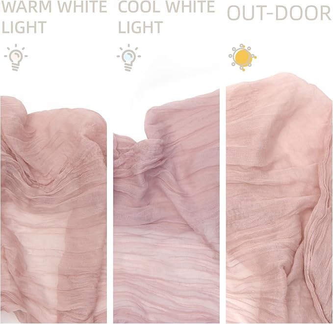 FEXIA 6 Pack Table Runner Dusty Pink Cheesecloth 35x120 Inches Boho Gauze Spring Easter Table Runner for Wedding Decor Reception Bridal Shower Centerpiece Engagement