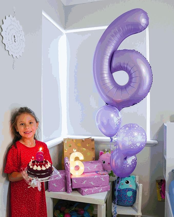 0 Balloon - Lilac Birthday Number Balloons, 40 Inch Large Foil Balloons for Men Women Boys Girls Lilac Themed Birthday Decorations