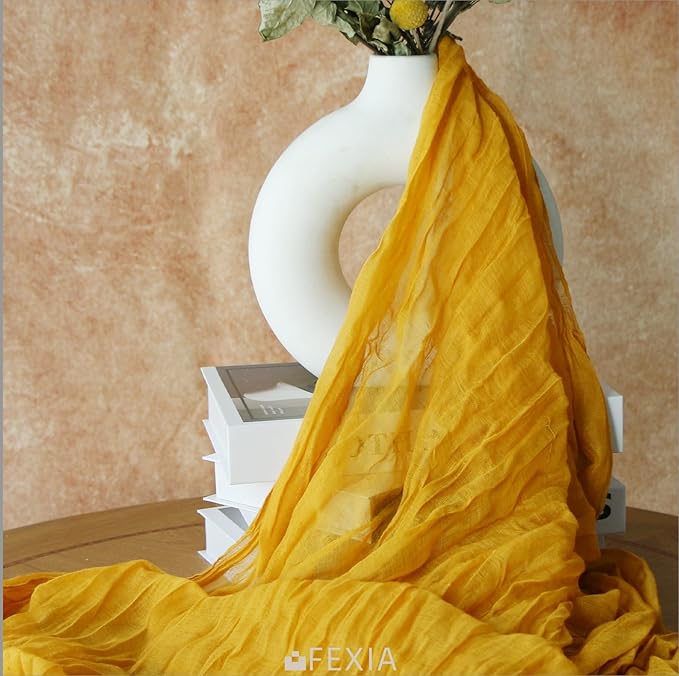 FEXIA 3 Pack Gold Table Runner 35x120 Inches for Summer Decor Baby Shower Decoration Gauze Rustic Table Runner for Wedding Party First Communion Centerpiece Engagement Bridal Shower Boho Decoration